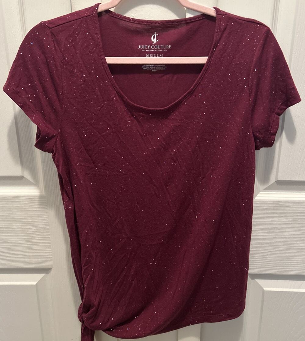 Juicy Couture Sparkling Burgundy Dressy Tie On Side Medium Excellent Condition